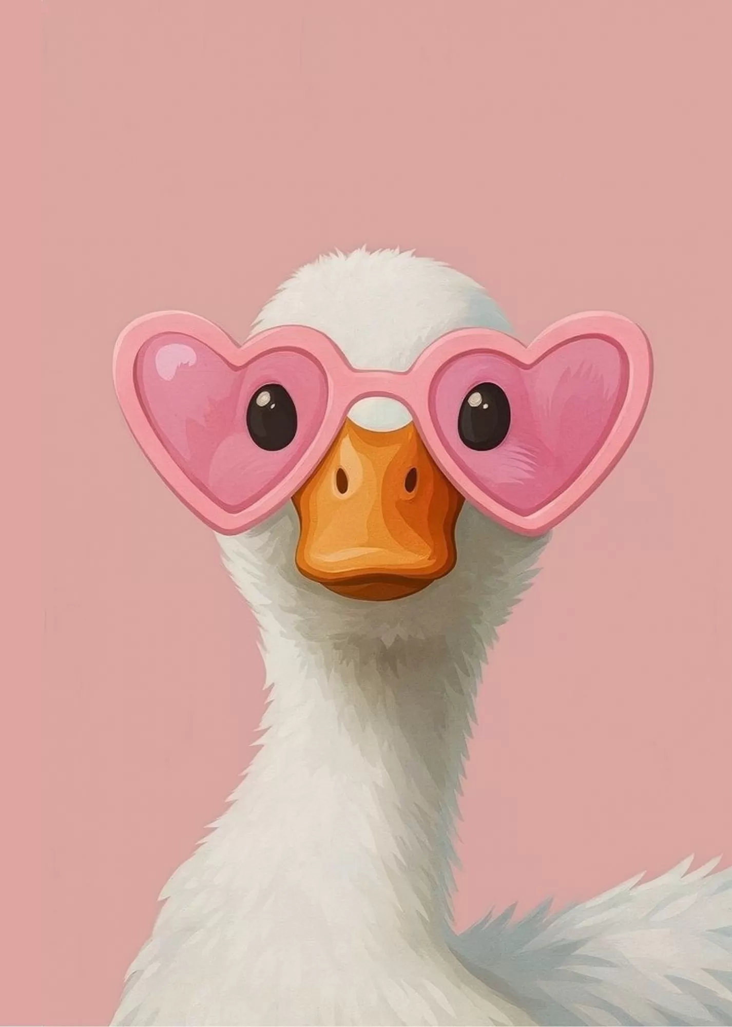 Playful Duck with Heart Glasses A5 Poster