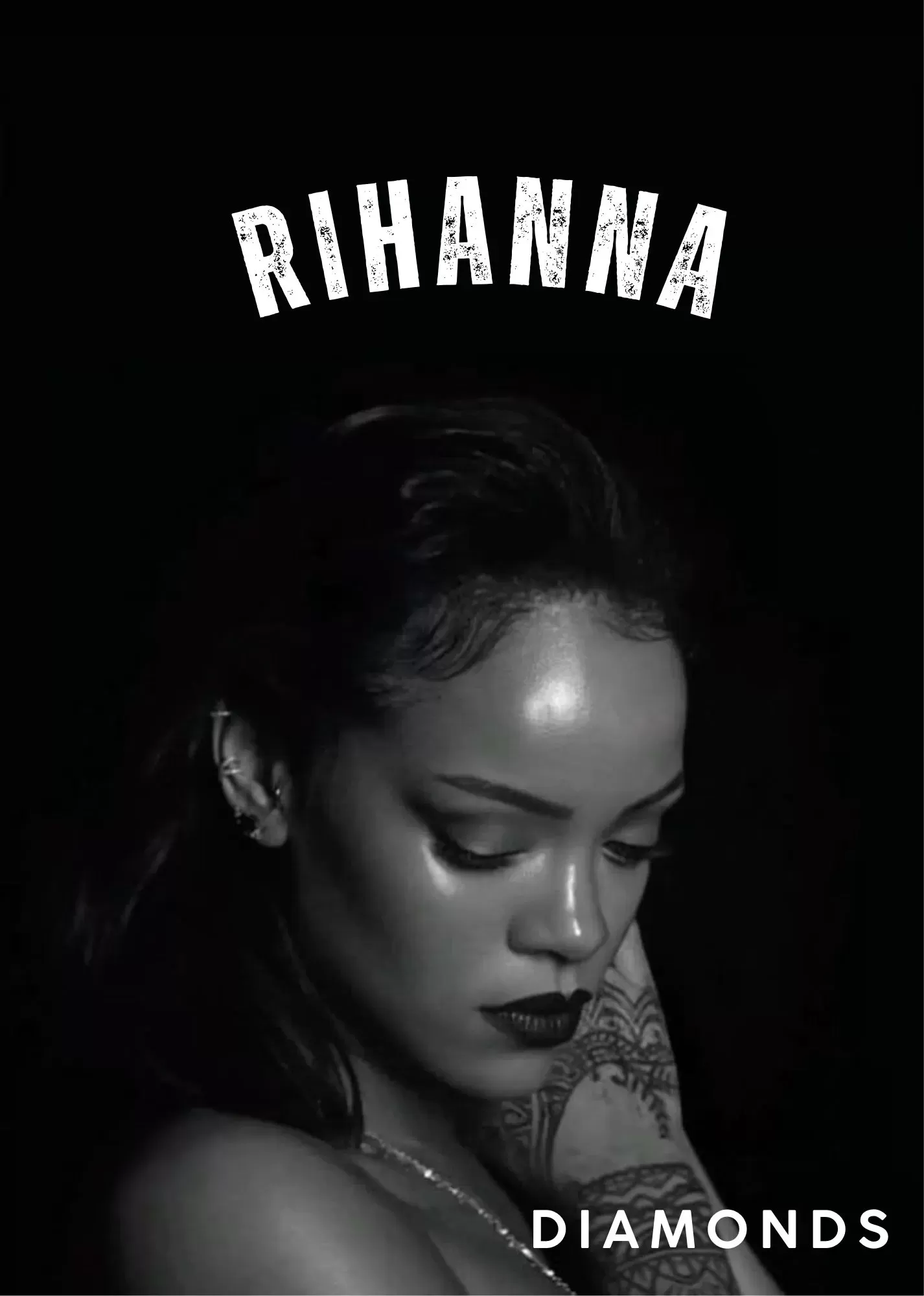 Retro DJ Turntable Illustration Poster – A5 Size - Rihanna “Diamonds” Minimal Portrait Poster – A5 Size