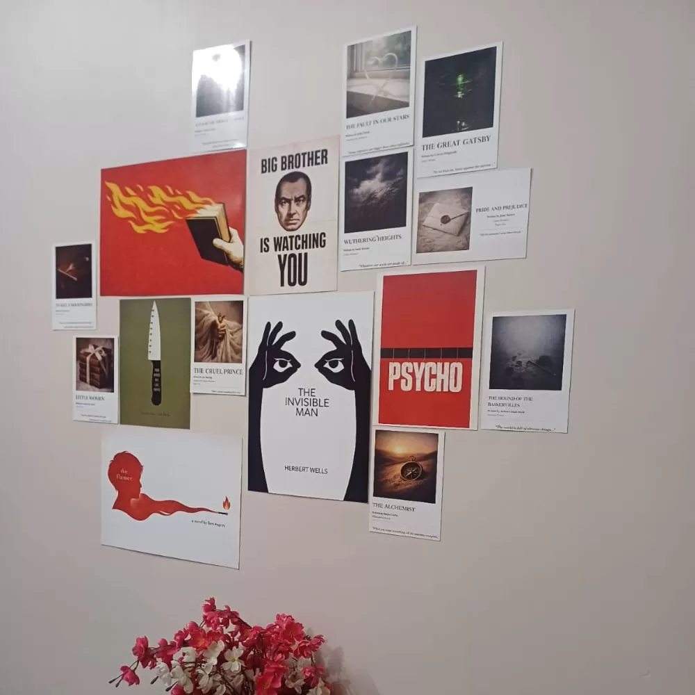 Imaginoz Classic Novel Aesthetic Wall Poster Set (16 Posters – A3, A4 & A5) | Dark Academia Room Decor | 350 GSM