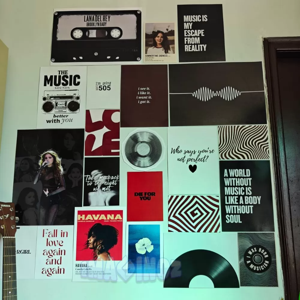 Imaginoz Music Aesthetic Wall Poster Set (A3, A4, A5) – Premium 350 GSM Glossy Paper | Indie & Minimal Room Decor | 22 Posters Pack