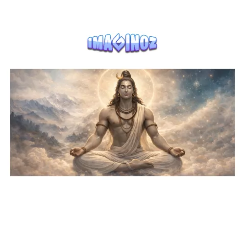 Mahadev Cosmic Meditation Art Poster (12×25 Inch) — 350 GSM Laminated | Imaginoz