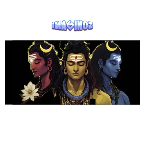 Mahadev Trishakti Divine Art Poster (12×25 Inch) — 350 GSM Laminated | Imaginoz