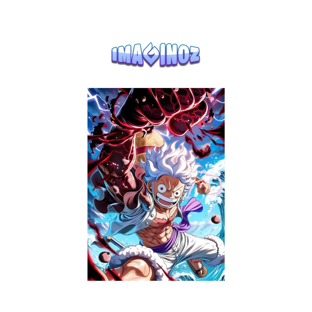 Gear 5 Luffy Anime Poster A3 One Piece Action Aesthetic