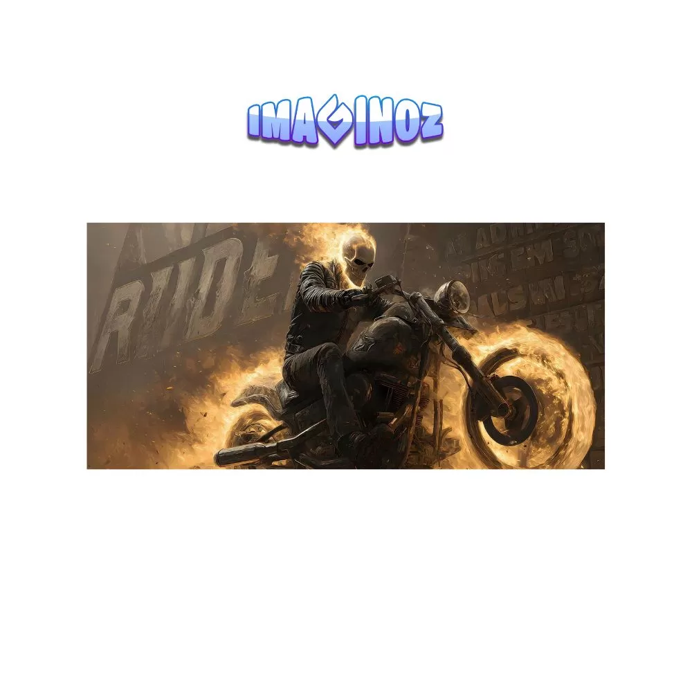 Ghost Rider Flaming Skull Motorcycle Poster