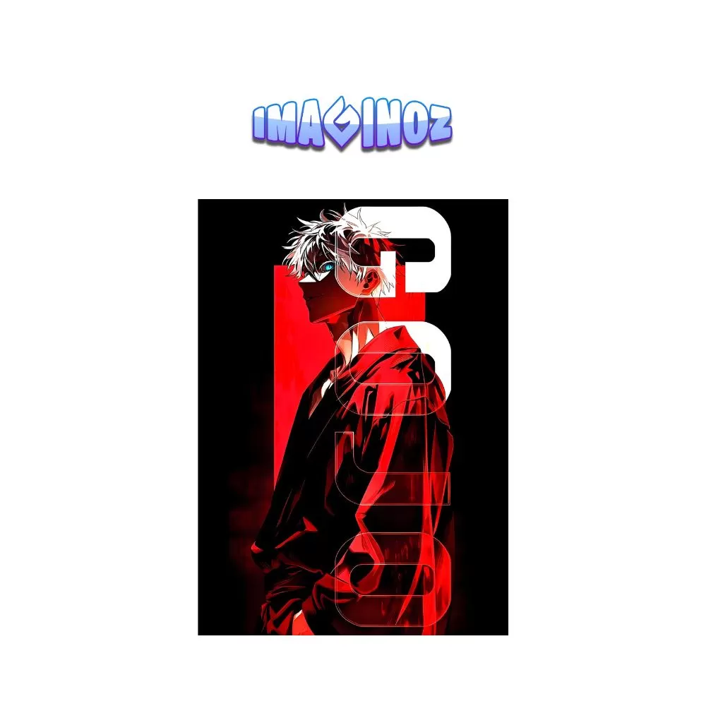 Gojo Red Minimal Anime Poster A3 Jujutsu Kaisen Aesthetic