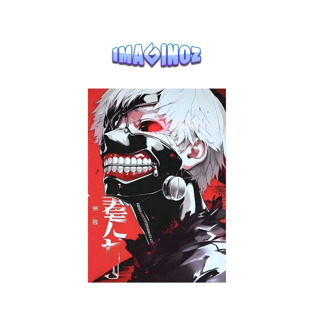 Kaneki Tokyo Ghoul Mask Anime Poster A4 Red Aesthetic