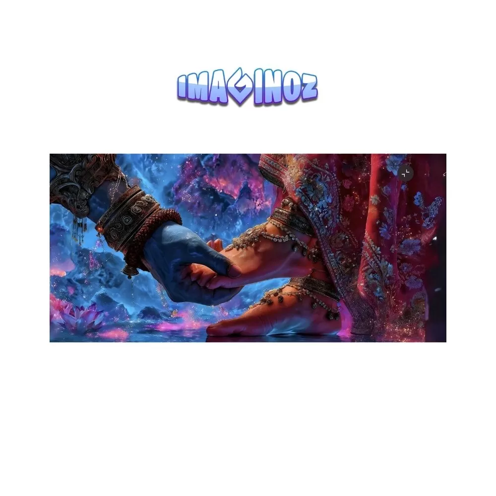 Krishna Radha Divine Feet Spiritual Poster