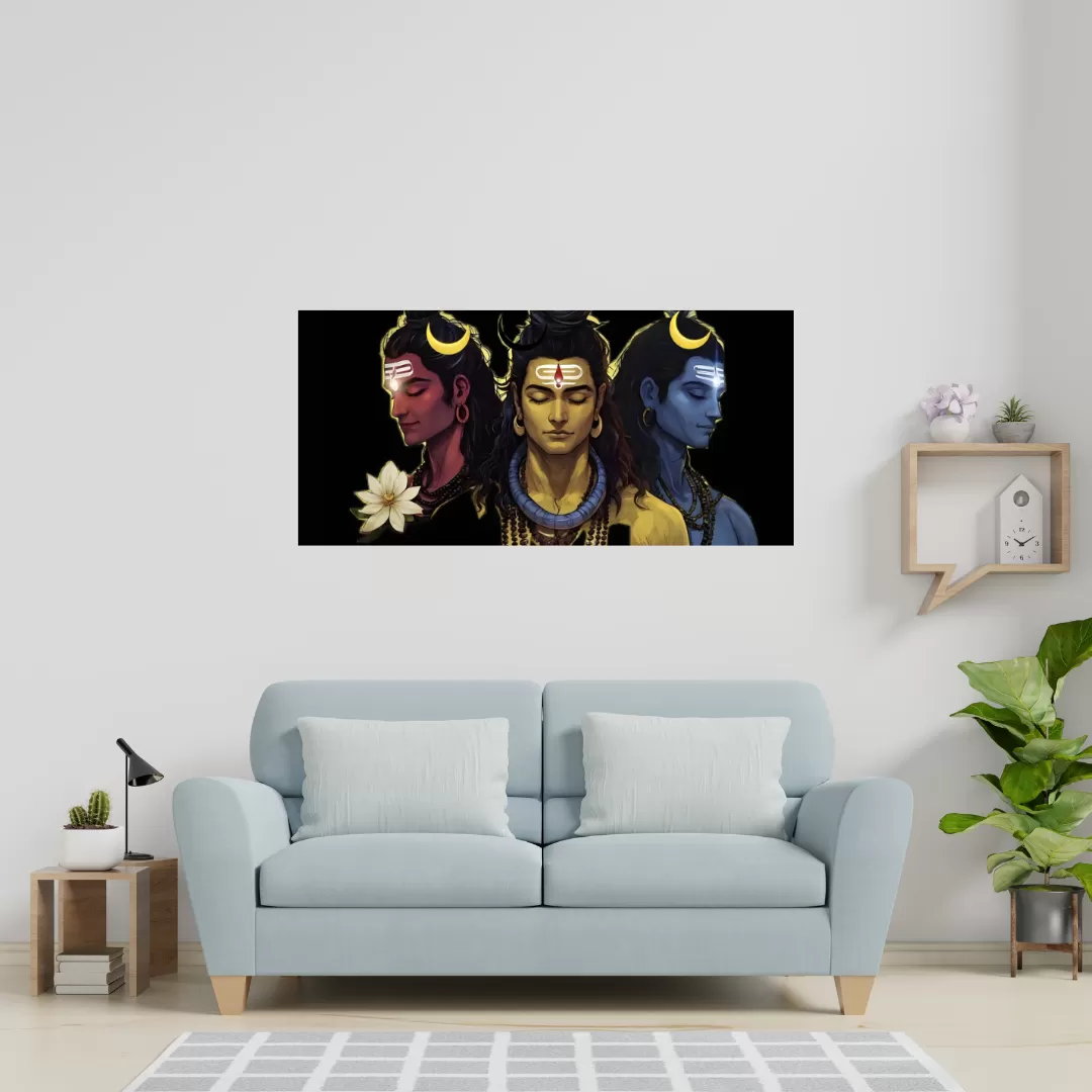 Mahadev Trishakti Divine Art Poster (12×25 Inch) — 350 GSM Laminated | Imaginoz image 2