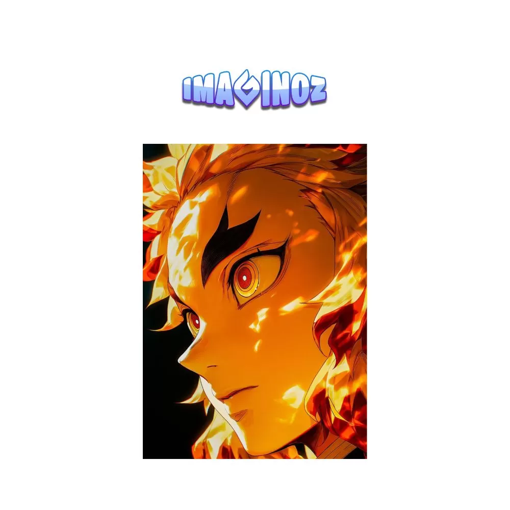 Rengoku Flame Close-Up Anime Poster A4 Demon Slayer Fire