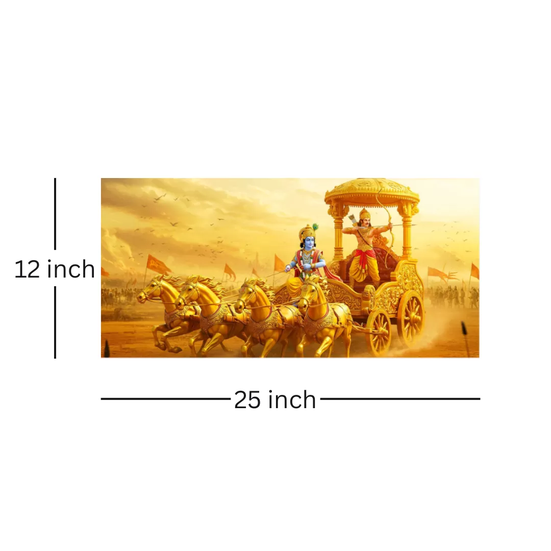 Shri Krishna & Arjun Mahabharat Chariot Poster (12×25 Inch) — 350 GSM Laminated | Imaginoz image 3