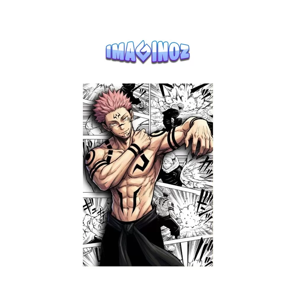 Sukuna Jujutsu Kaisen Anime Poster A4 Manga Background