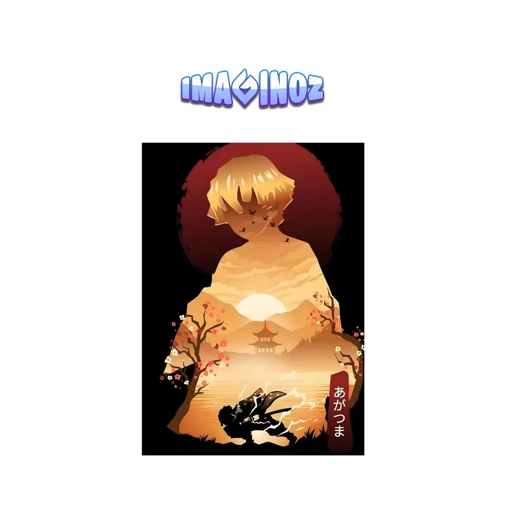 Zenitsu Minimal Japanese Anime Poster A3 Demon Slayer Aesthetic