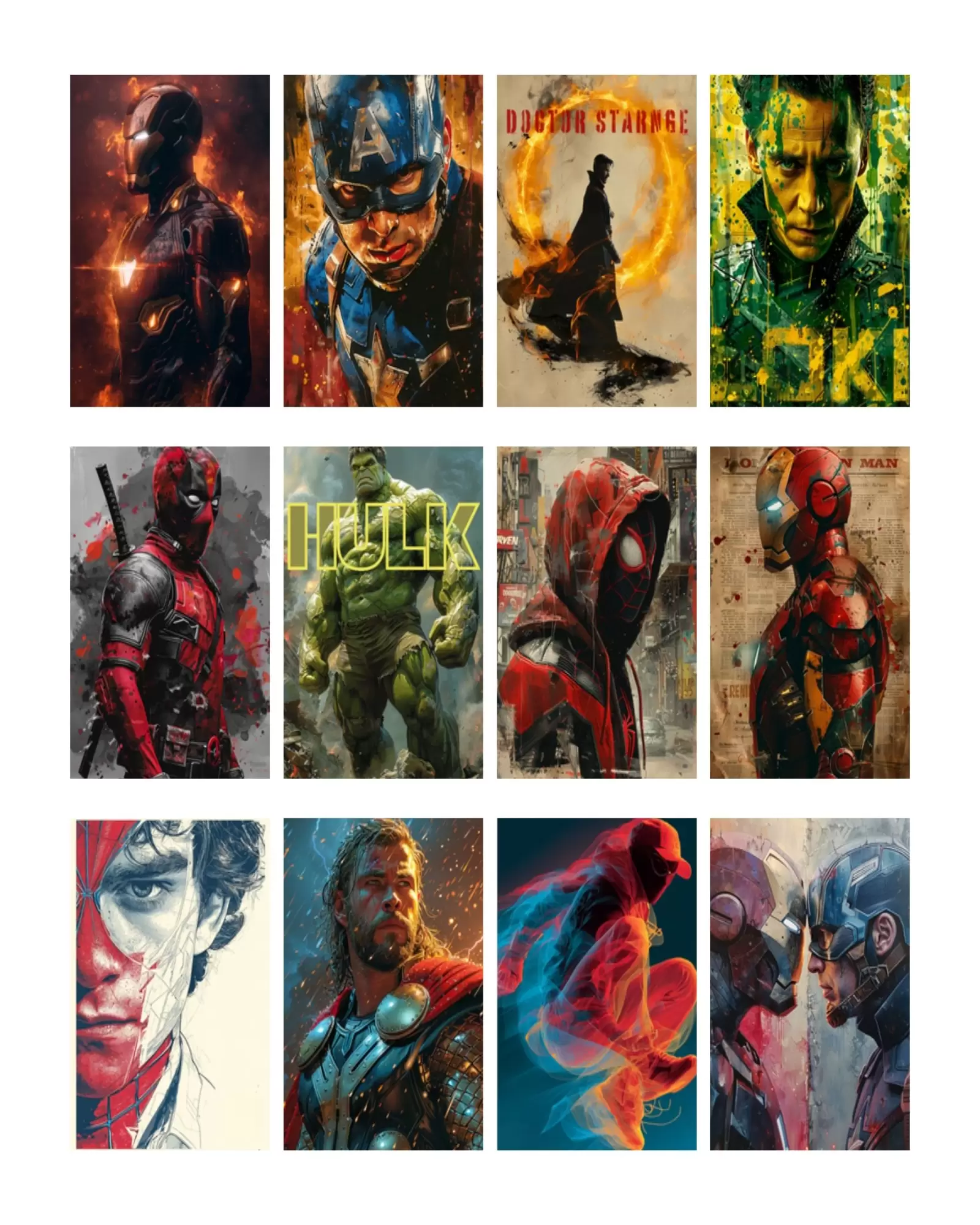 Marvel Poster Pack of 12 – Premium Superhero Wall Posters (A4 Size)