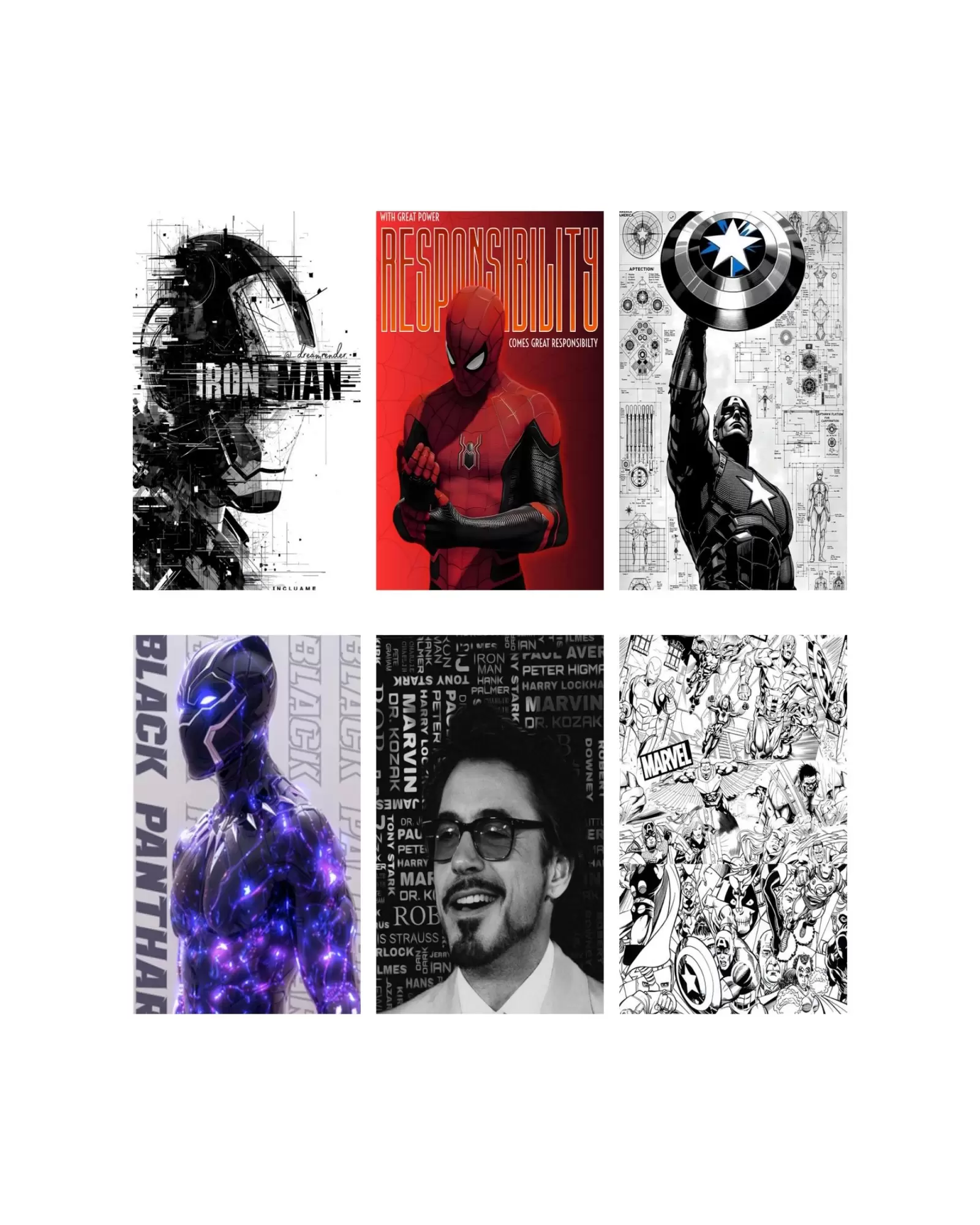 Marvel Poster Pack of 6 – Superhero Wall Posters A4 | Imaginoz